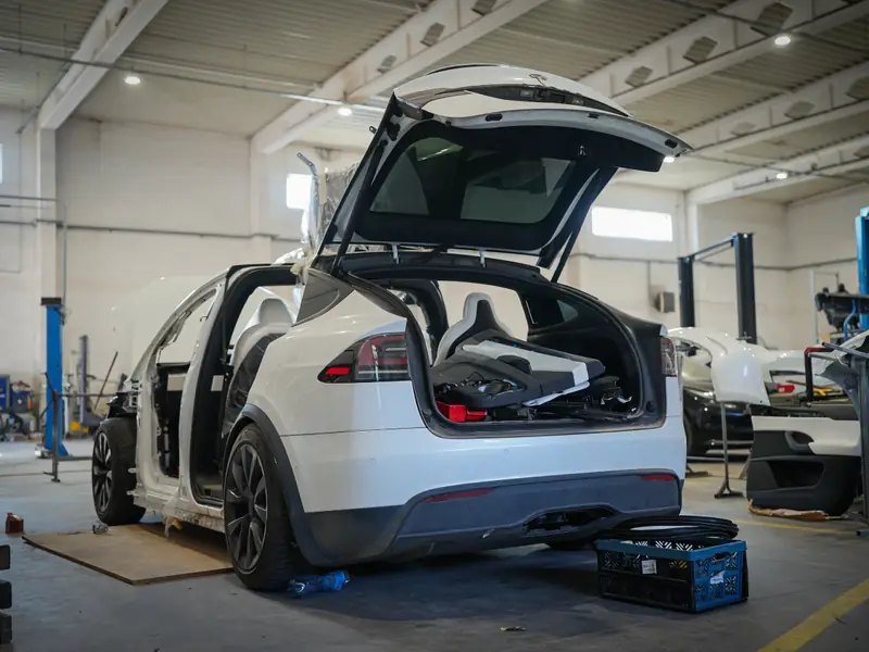Tesla Model X w naprawie w warsztacie Poznex